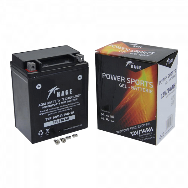 Gel-Batterie Kage 12N14R-3A, 12 V 14 Ah, Pluspol links, DIN 51412 (165983)