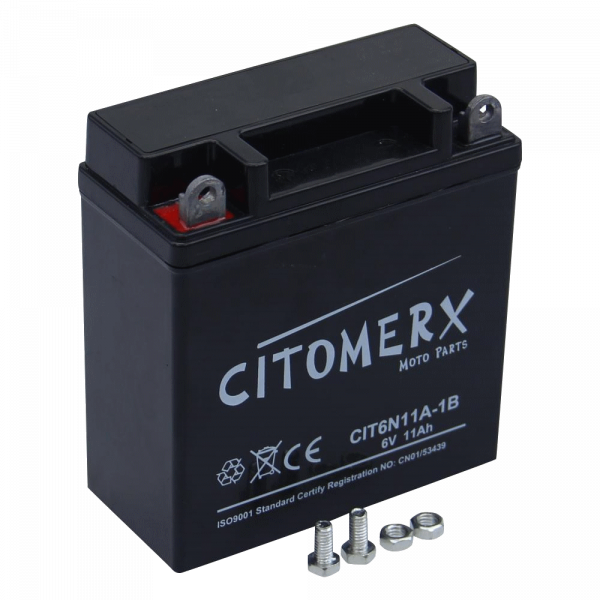 Gel-Batterie CIT 6N11A-1B, 6 V 11 Ah, Pluspol links, DIN 01214 (160830)