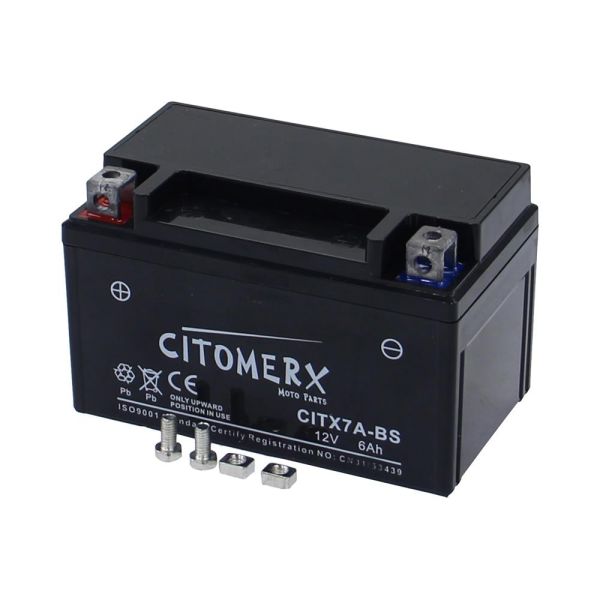 Citomerx Batterie wartungsfrei YTX7A-BS 12V/6AH für Roller Motorrad (160895)