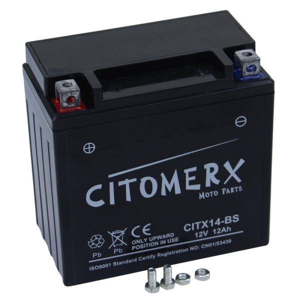 Gel-Batterie CITX14-BS, 12V 12Ah +Pol links, YTX14-BS DIN 51214LF (160893)